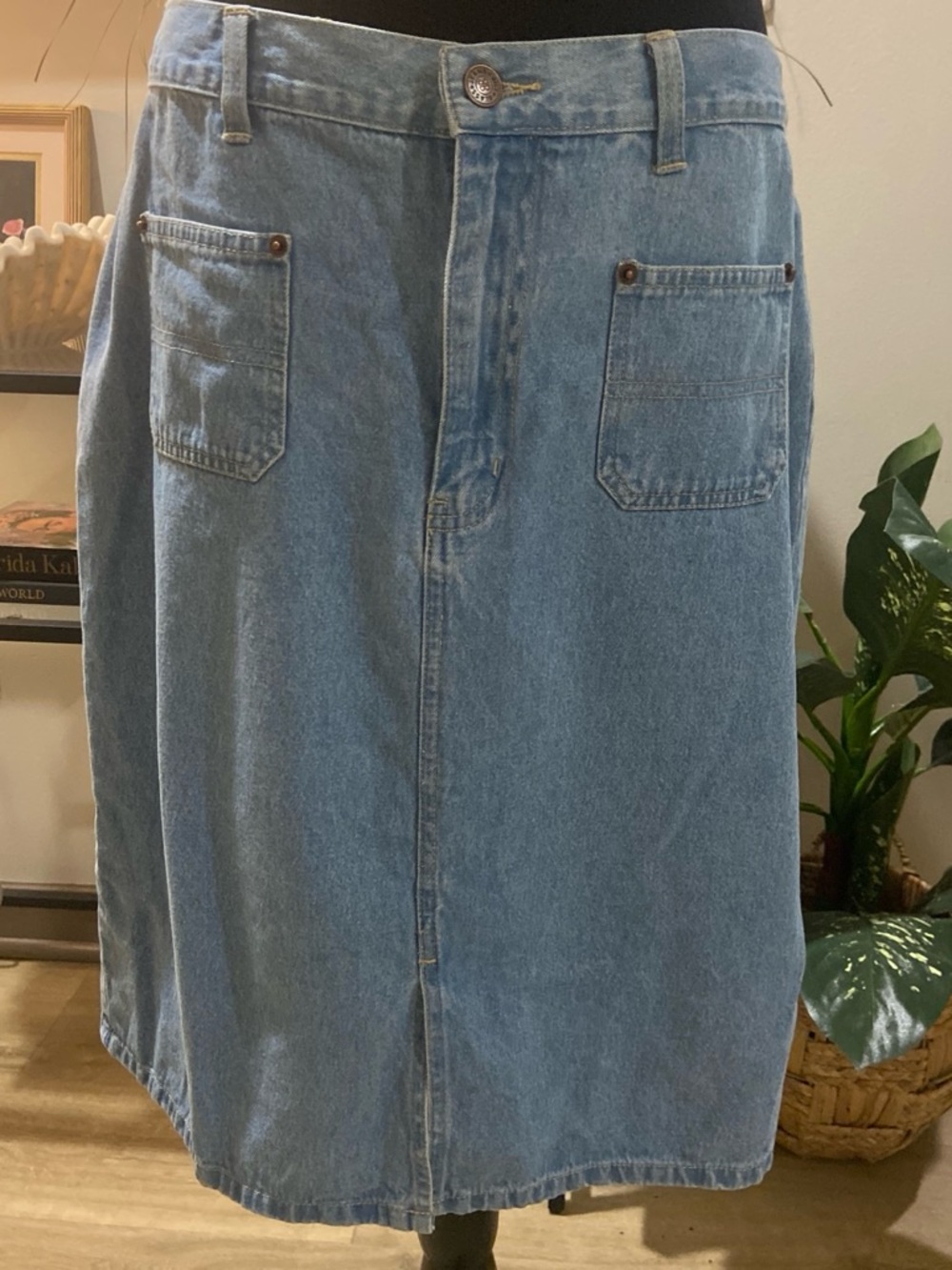 bill blass Light Blue Denim Pencil Skirt